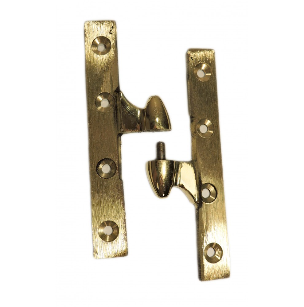 Brass lift-off hinges polished with olive-shaped knot