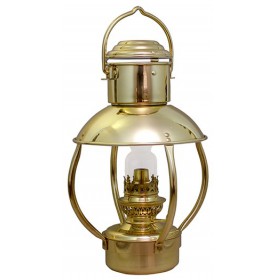 Polished brass oil lamp