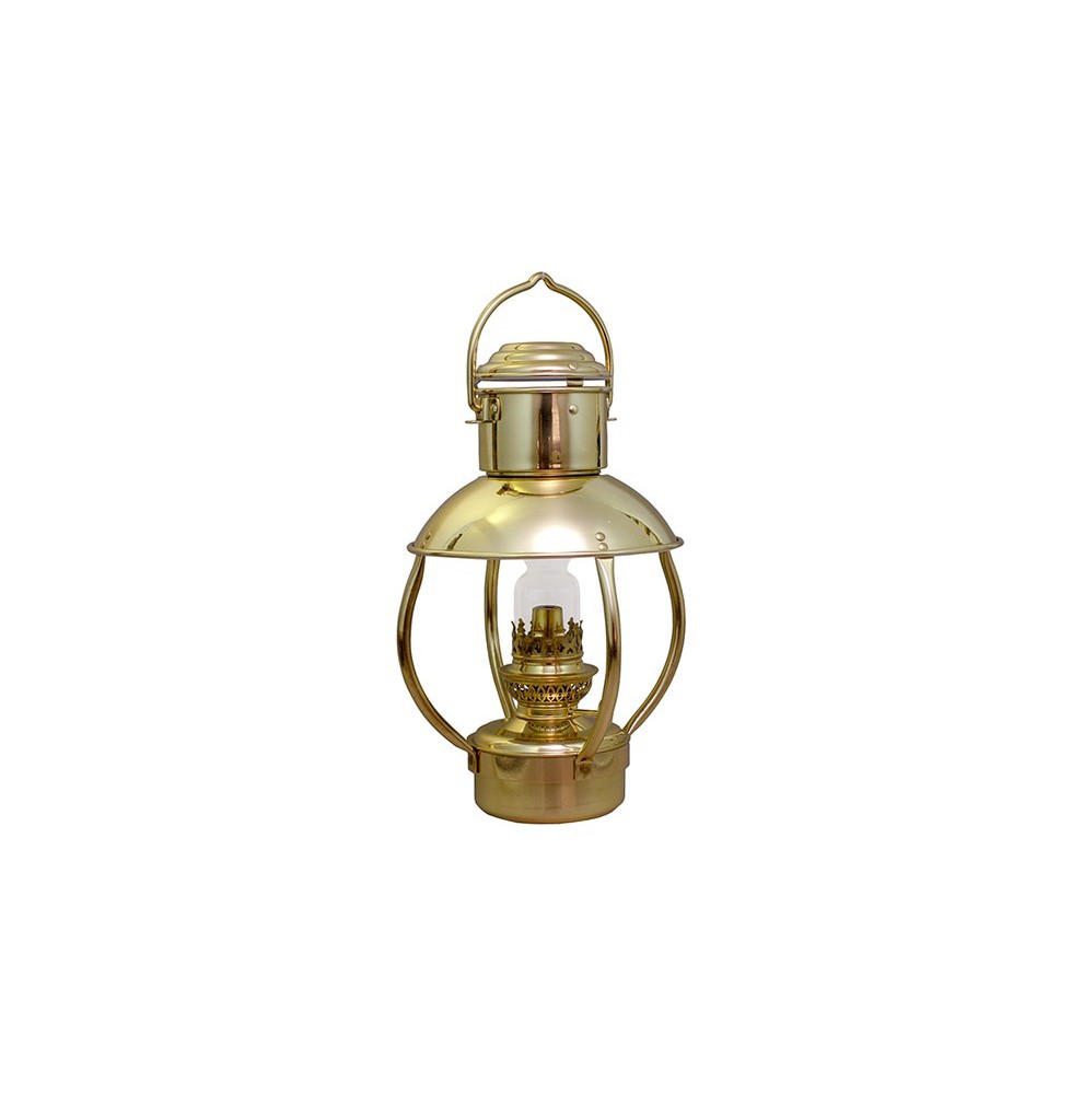 Polished brass oil lamp