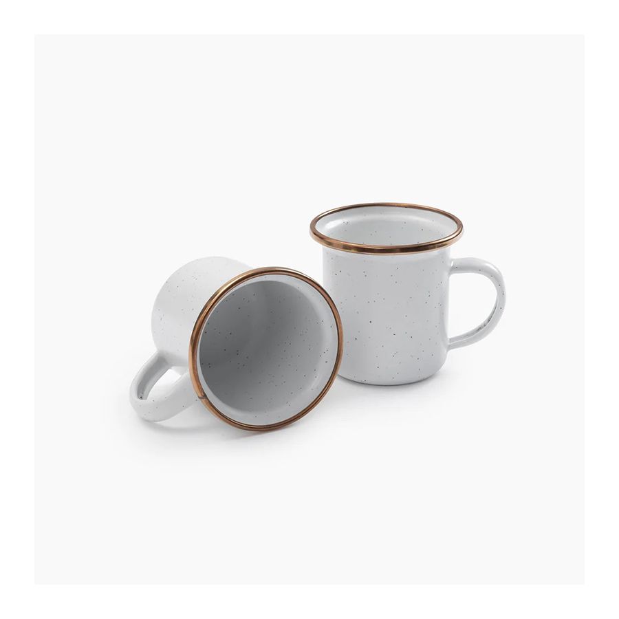 Lot de 2 tasses expresso couleur blanc cassé et mouchetées