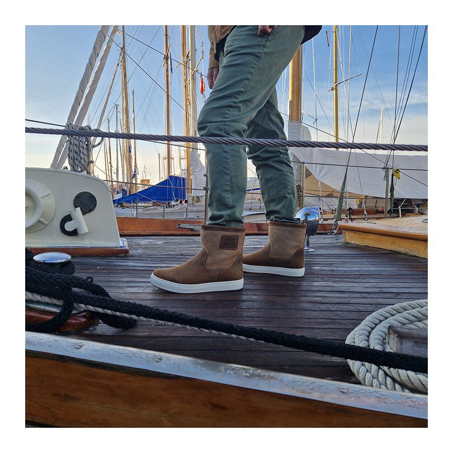 Bottes de bateau basse marron cuir et toile