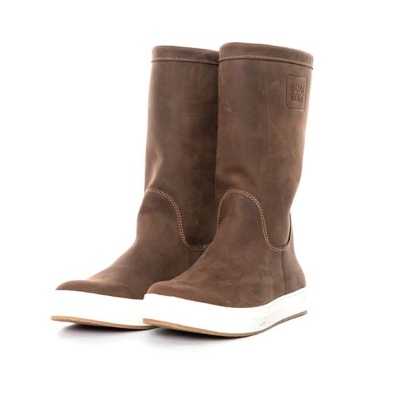 Brown leather high-cut sailing boots