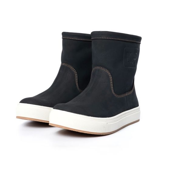 Bottines de bateau basse bleu marine en cuir nubuk