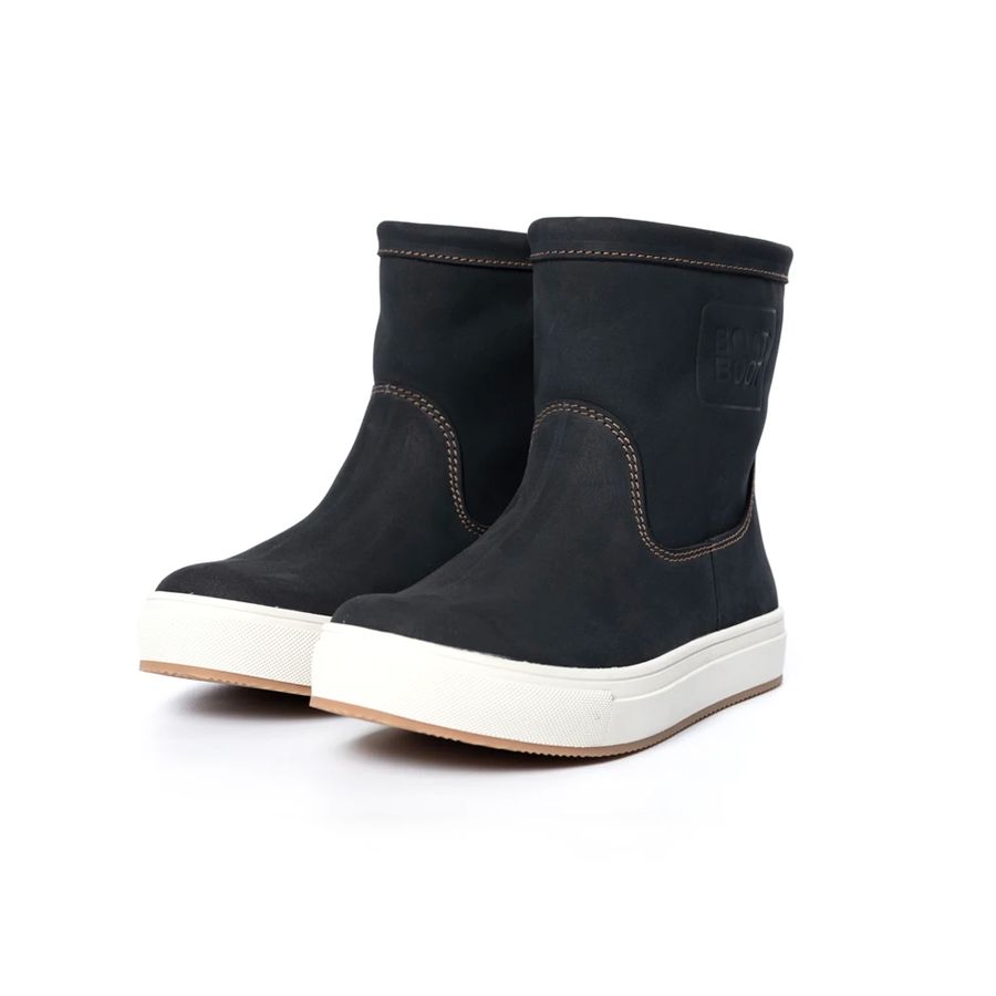 Bottines de bateau basse bleu marine en cuir nubuk