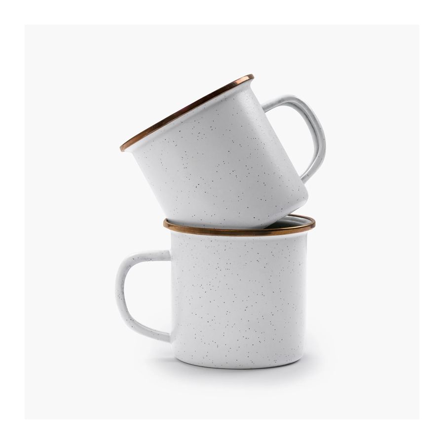 Mugs couleur blanc cassé moucheté bordure bronze