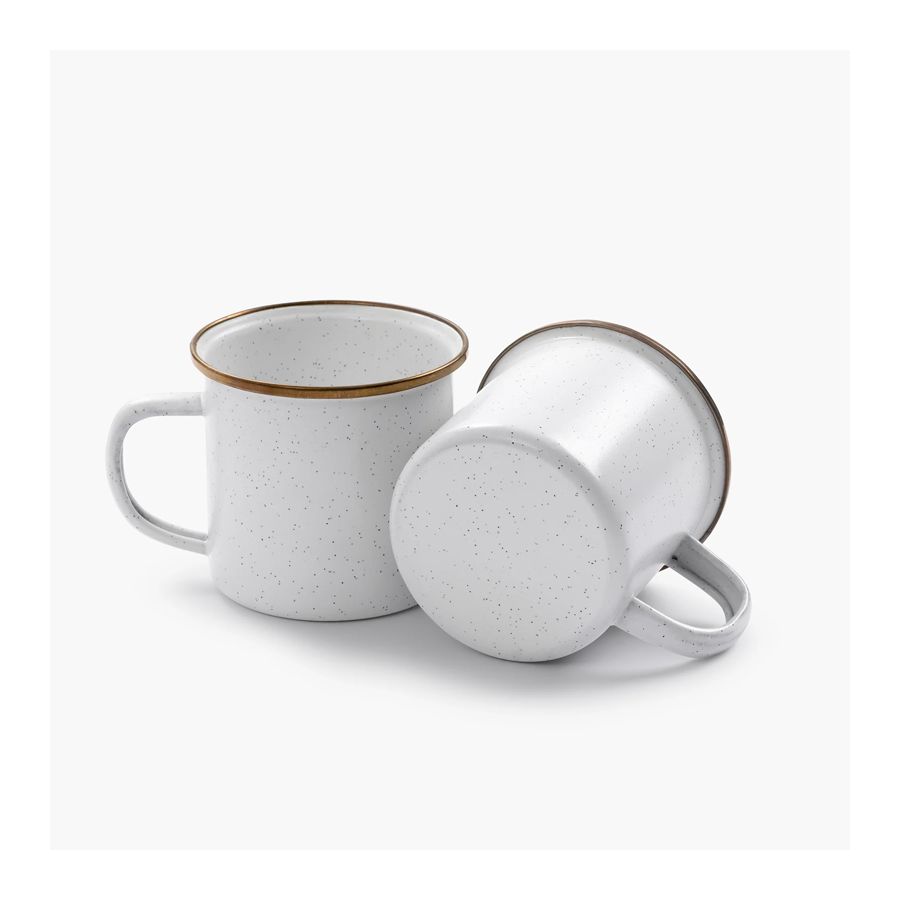 Mugs in Off-White Speckled with Bronze Rim