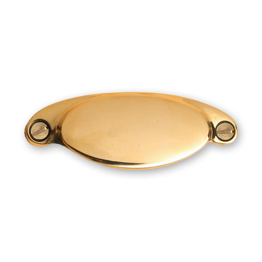 Brass drawer pull with oval shape