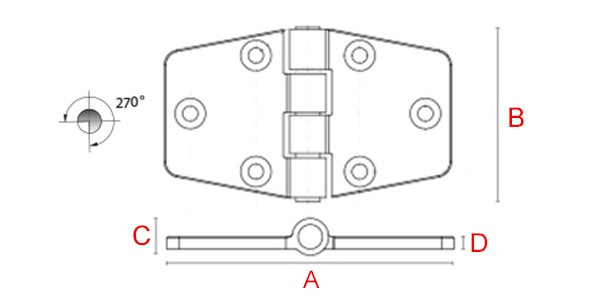 cotes grande charnière laiton trapezoidale