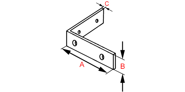 plan équerre plate d'angle en laiton